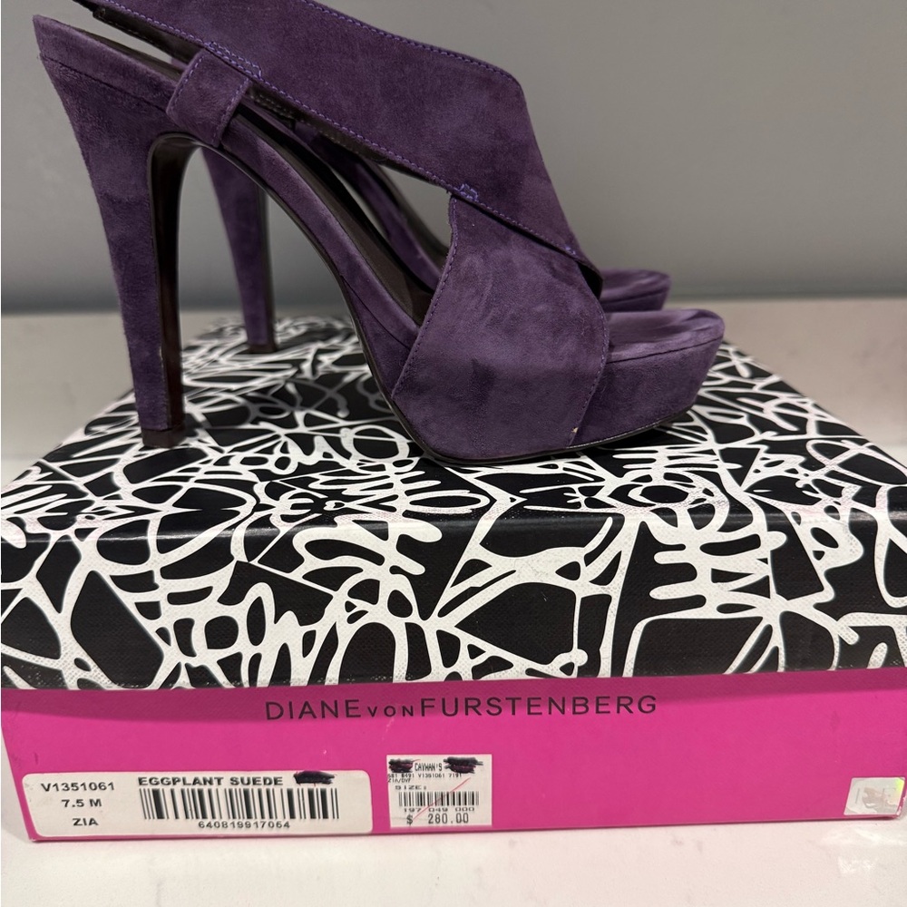 Diane Von Furstenberg Eggplant Suede Heels